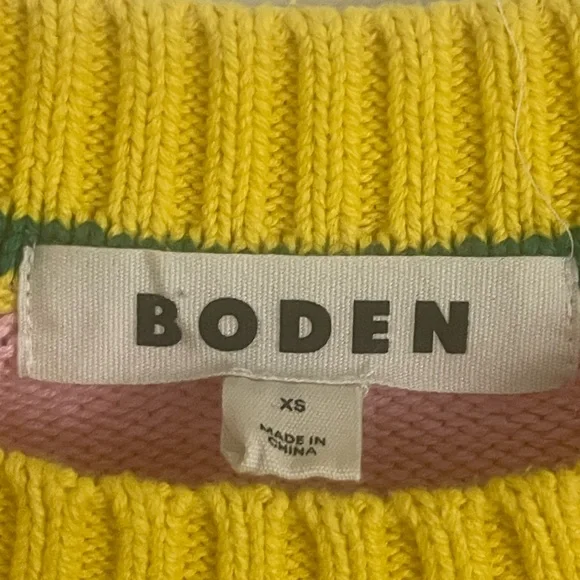 Boden Pink and Yellow Crew Neck Sweater - Picture 3 of 3